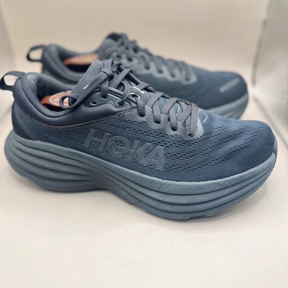 HOKA Bondi 8 women’s shoes size 9.5 in excellent condition black on black